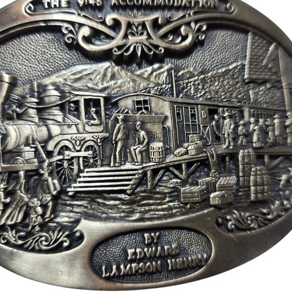 9:45 Accommodation Belt Buckle Edward Lamson Henry American West Train Station - Picture 15 of 16